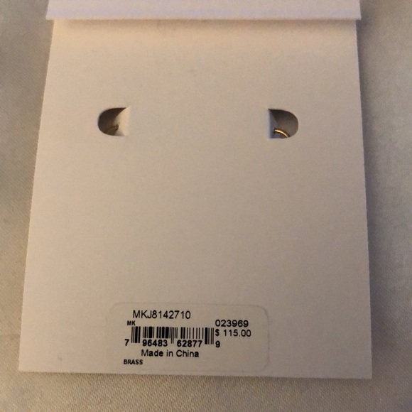 Michael Kors Gold Tone Chain & Square Drop Earrings Crystal & Logo Accent NWT - Picture 10 of 11